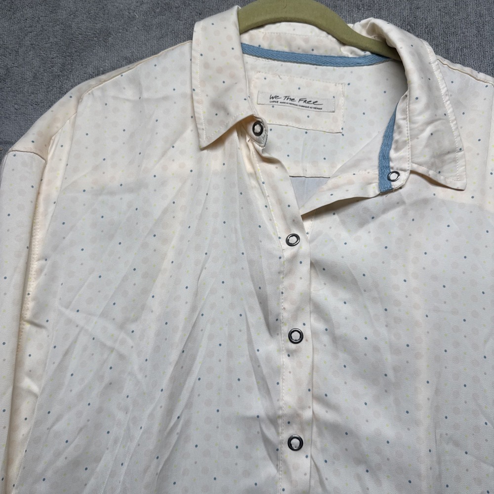 We The Free Polka Dot Blouse Snap Button Womens Large